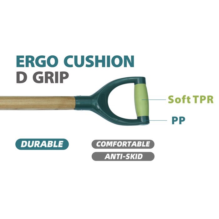 wooden spade handle and ergo cushion D grip