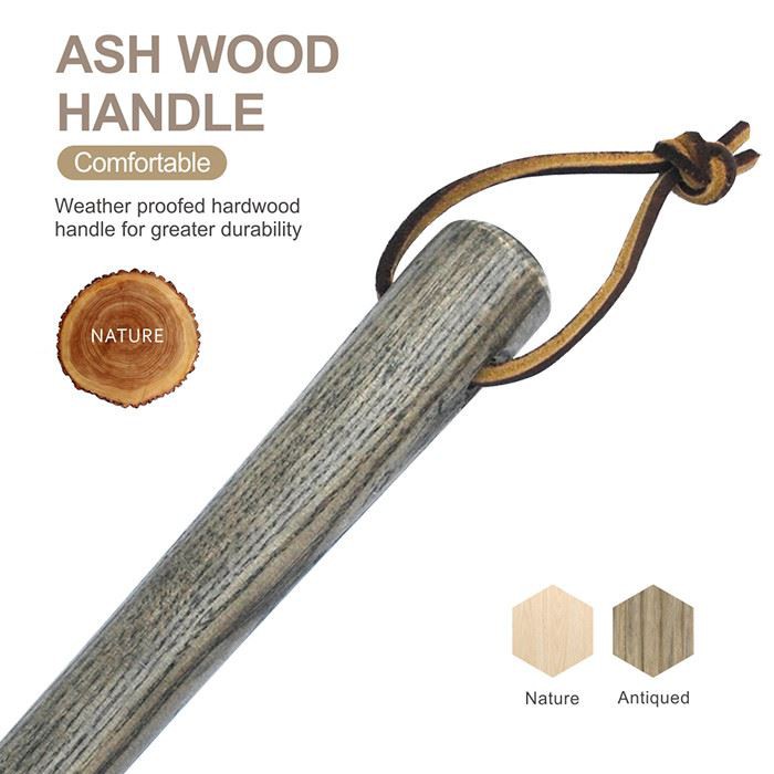 Wooden long handled garden trowel